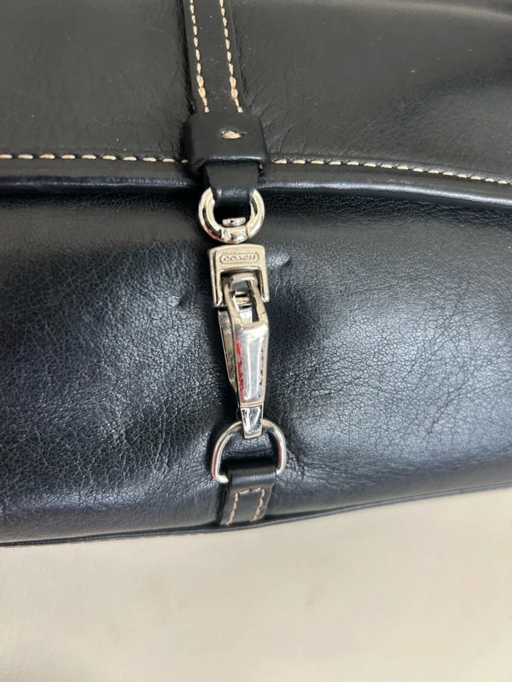 Coach Black Leather Wristlet Clutch with Silver Hardware - Picture 3 of 5